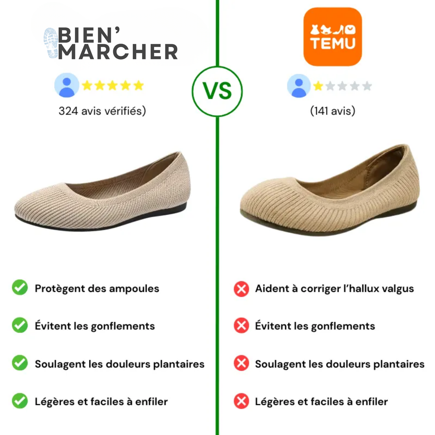 Bienmarcher™ – Ballerines orthopédiques, légères et confortables
